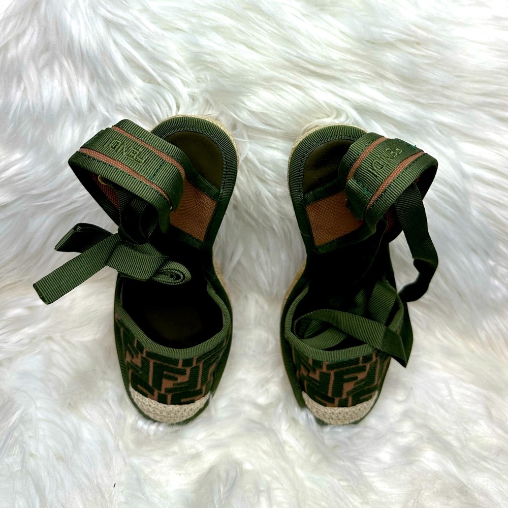 Amazonian Fendi Logo Canvas Wedge Heels